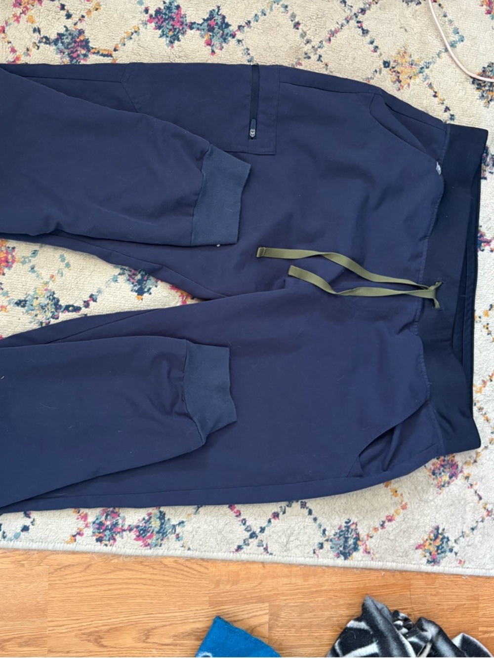 Navy Blue Jogger Pants with Drawstring Waist
